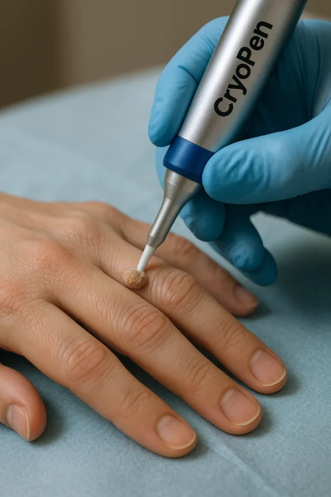 example of cryopen wart removal Cirencester treatment on a persons finger