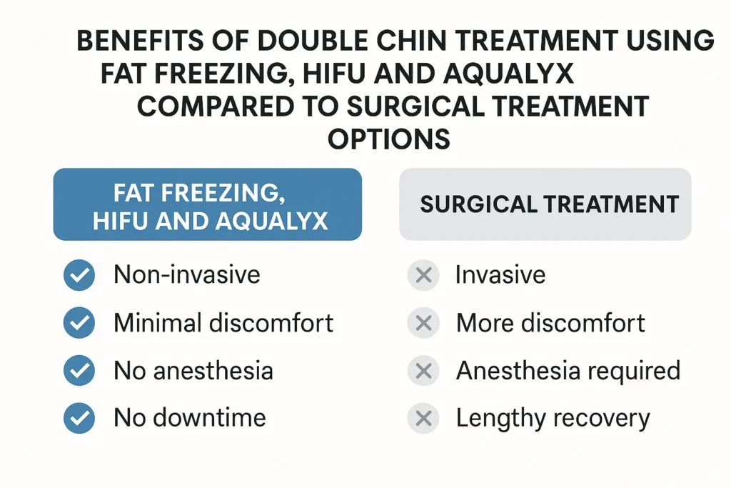 Graphic about the benefits of double chin treatment Cirencester - from LA LIPO