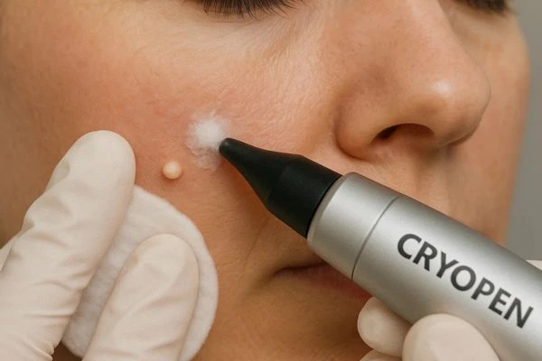 Woman receiving milia removal treatment Cirencester